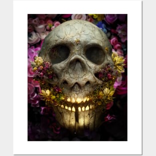 skull flower Posters and Art